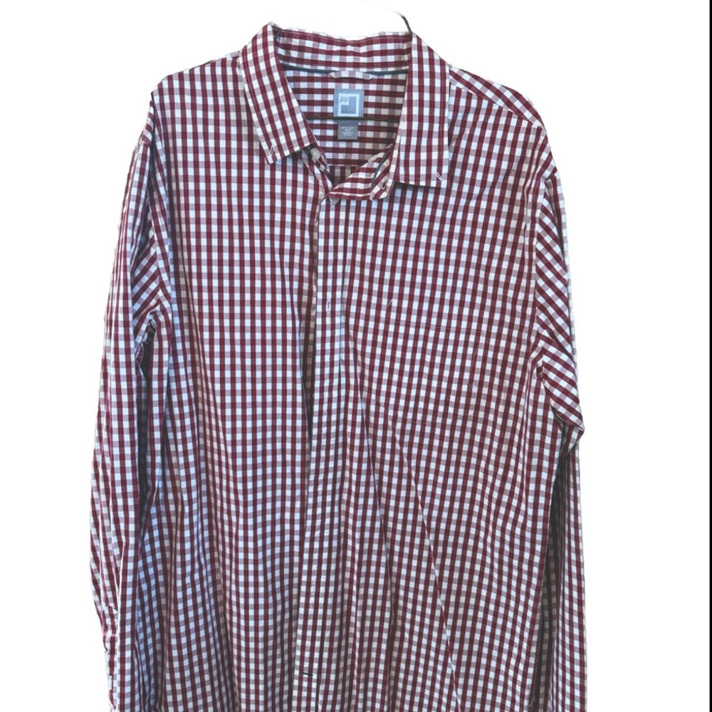 Jcpenny red white mens button up checkered shirt XLT long sleeve